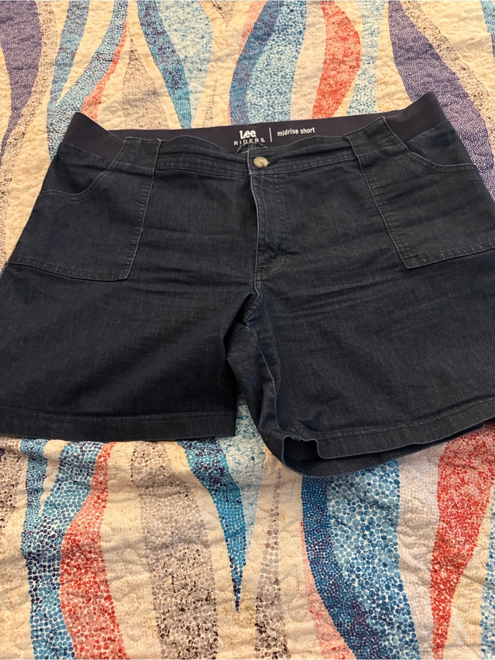 Lee Dark Blue Midrise Denim Shorts